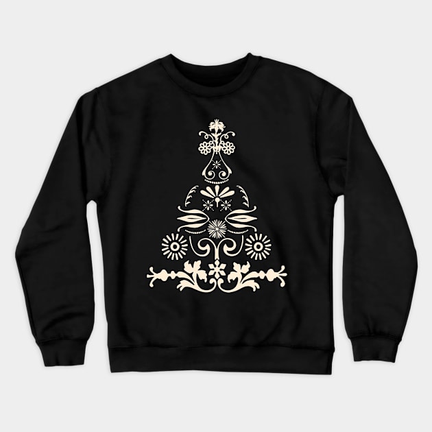 Vintage Red Christmas Tree Scandinavian Hygge Folk Art Aesthetic Crewneck Sweatshirt by retroyule